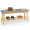 2-Tier Bamboo Hallway Shoe Bench Rack Stand Organiser Storage Upholstered Seat