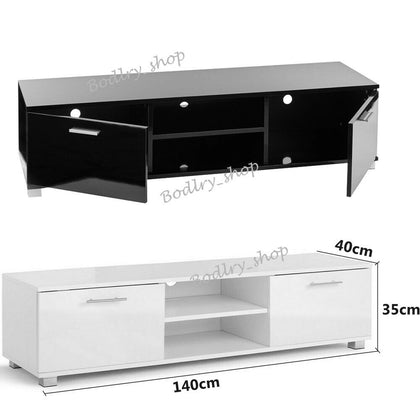 Modern TV Unit Cabinet Stand 160cm White High Gloss With Doors Storage UK