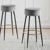 2pcs Round Breakfast Bar Stools Velvet Padded Metal Leg Kitchen Counter Pub Seat
