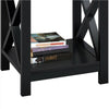 Black Bedside Table Cabinet with Drawer Shelf, Wooden End Table Storage Cabinet
