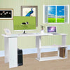 White L-Shaped Corner Computer Desk Workstation PC Laptop Table with Bookshelves