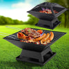 Square Fire Pit BBQ Grill Heater Outdoor Garden Firepit Brazier Patio Outside