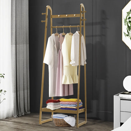 Wooden Clothes Rail Rack Garment Hat Hook Display Stand Bedroom Storage Shelf