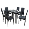 Set of 4 Black Dining Chairs Set Padded Seat Metal Legs Kitchen Home Furniture