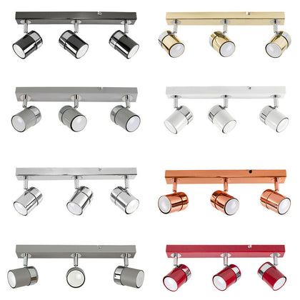 3 Way Adjustable Straight Bar Ceiling Spotlights Modern Lighting LED GU10 Bulbs