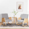 2 Pcs Rocking Chair Lounge Armchair Solid Wooden Frame Sofa Upholstered Chair