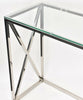 Glass Console Table Chrome Stainless Steel Modern Tempered Glass Living Room
