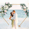 2.4M Hexagon Wedding Arch Backdrop Frame Flower Balloons Hoop Stand Decor Golden
