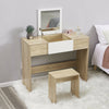Log Color Dressing Table Makeup Desk w/Flip-up Drawer Mirror & Stool Vanity Set