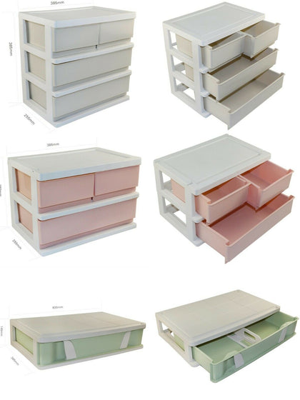 1/2/3 Plastic Storage Drawer Box Organizer Cabinet Desktop Tidy Underwear Boxes