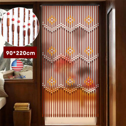 6 Types Wooden Bamboo Beaded Curtain Door Fly Screen Porch Bedroom Living