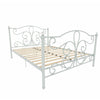 Metal Bed Frame King Size 5FT Scroll Modern Crystal Slatted White