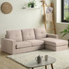3 Seater Sofa Corner Sofa Modern Fabric Upholstered Sofa Couch w/ Footrest Beige