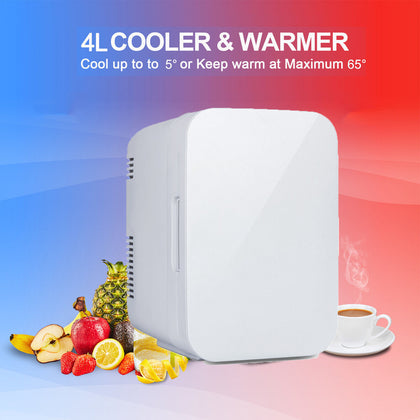4L Tabletop Mini Fridge Portable Cooler Warmer Ice Box Small Bedroom Car Office