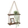 2 Tiers Wooden Hanging Rope Shelf Wall Mounted Floating Shelf Storage Rustic