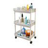 3-Tier Kitchen Storage Trolley Cart Storage Tower Rack Bathroom with Shelf Wheel