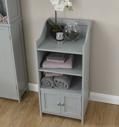 Colonial Bathroom Cupboard Storage Unit 2 Door Bath Cupboard 3 Shelf - Grey