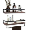 2 Kitchen Bathroom Floating Wall Shelves Storage Shelf w/ Removable Towel Holder