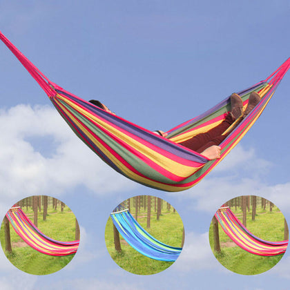 Double Hammock Bed Outdoor Swinging Camping Hanging Hammocks Tree Strap Rope UK