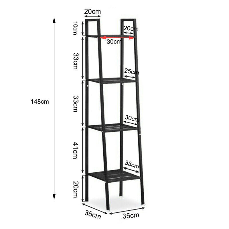 Metal Ladder Storage Shelve Unit Corner Plant Display Rack Book Stand Bath Shelf