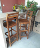 Set of 2 Breakfast Bar Stools Vintage Solid Acacia Wood High Counter Chairs