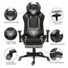 Racing Gaming Chair Swivel PU Computer Desk Office Chair Ergonomic Recliner Grey