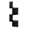 Furinno 3 Tier Wall Mount Floating Corner Radial Shelf, Set of 2, Espresso
