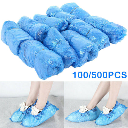 100/500pc Disposable Shoe Cover Anti Slip Plastic Cleaning Overshoes Boot Safety