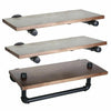 Set of 3 Floating Shelves Wall Mounted Wooden & Metal Storage Rack Display Decor