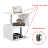 LED White High Gloss Side End Table Coffee Table Multi-color Remote Control New