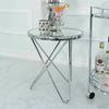 Colton Contemporary Mirrored Glass & Silver Chrome Lamp End Side Drinks Table