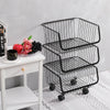 Mobile Kitchen Vegetable Fruit Storage Rack Stackable Metal Wire Basket Holder