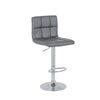 GREY PU Leather Breakfast Bar Stool Swivel Kitchen Chrome Metal Base Gas Lift