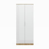 Wardrobe With Mirror 2 High Gloss Write Storage Drawers Door Shelf Bedroom