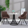 2x Grey&Brown Dining Chairs Set PU Faux Leather Padded Metal Legs Accent Chair