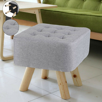 Large Square Pouffe Padded Footstool Sofa Armchair Footrest Ottoman Pine Wood.