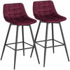 2 x Barstool Breakfast stool Metal+Velvet Counter Bar Chair Faux Bar Stool