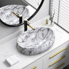 Bathroom Oval Basin Sink Marble Effect Ceramic Counter Top Vanity Washing Bowl