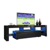 160cm Black TV Entertainment Unit LED Stand With Storage Drawers High Gloss Door