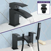 Arke Bathroom Black Matt Sink Basin Mono Mixer Bath Filler Shower Brass Tap