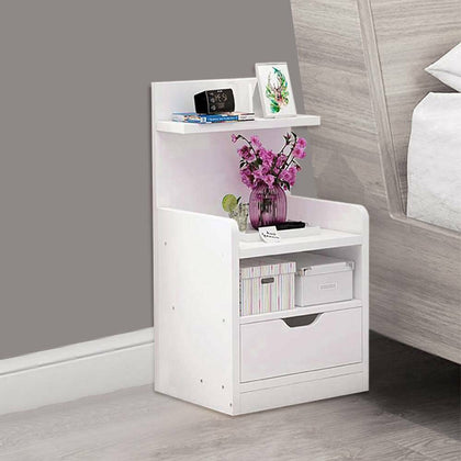 UK White Bedside Table Drawer Cabinet Bedroom Furniture Storage Nightstand Shelf