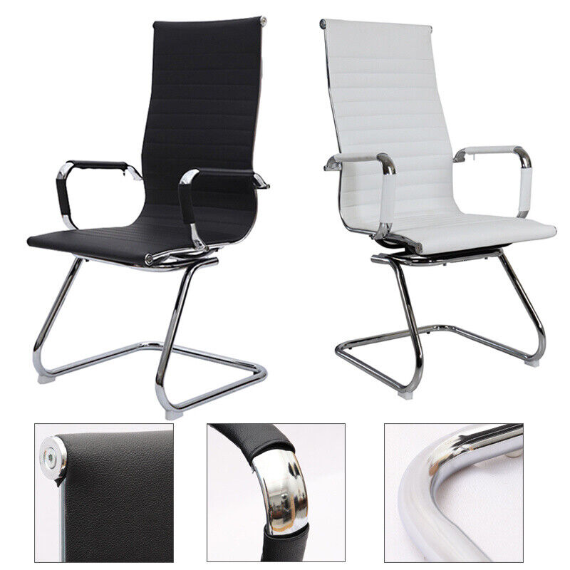CHROME CANTILEVER FIXED BASE OFFICE CHAIR COMPUTER DESK MEETING ROOM H ...