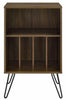 Novogratz Concord Turntable Stand Cabinet Unit & Vinyl Storage White Walnut Oak