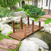 Wooden Garden Bridge Metal Chain Arc Footbridge Outdoor Pond Walkway Lawn Décor