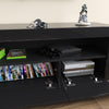 Modern Black TV Stand High Gloss Doors Entertainment Unit Cabinet With LED Light