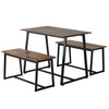 4-Seater Dining Table Set with 2 Benches Breakfast Kitchen Furniture Steel Frame