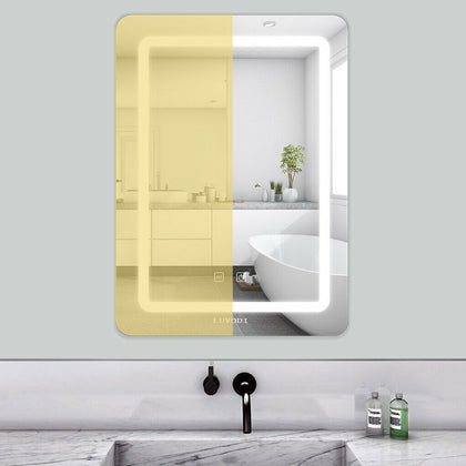 Color Changing LED Illuminated Bathroom Mirror Wall Light Up Touch Switch Sensor