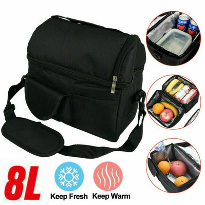 8L Portable Lunch Bag Box Women Men Thermal Insulated Tote Picnic Food Coolbag