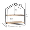 2 Layer Wall Shelf Hanging Storage Rack House Shape Home Floating Wooden