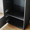 High Gloss Display Cabinet Black Cupboard Tall Storage Sideboard with LED Lights